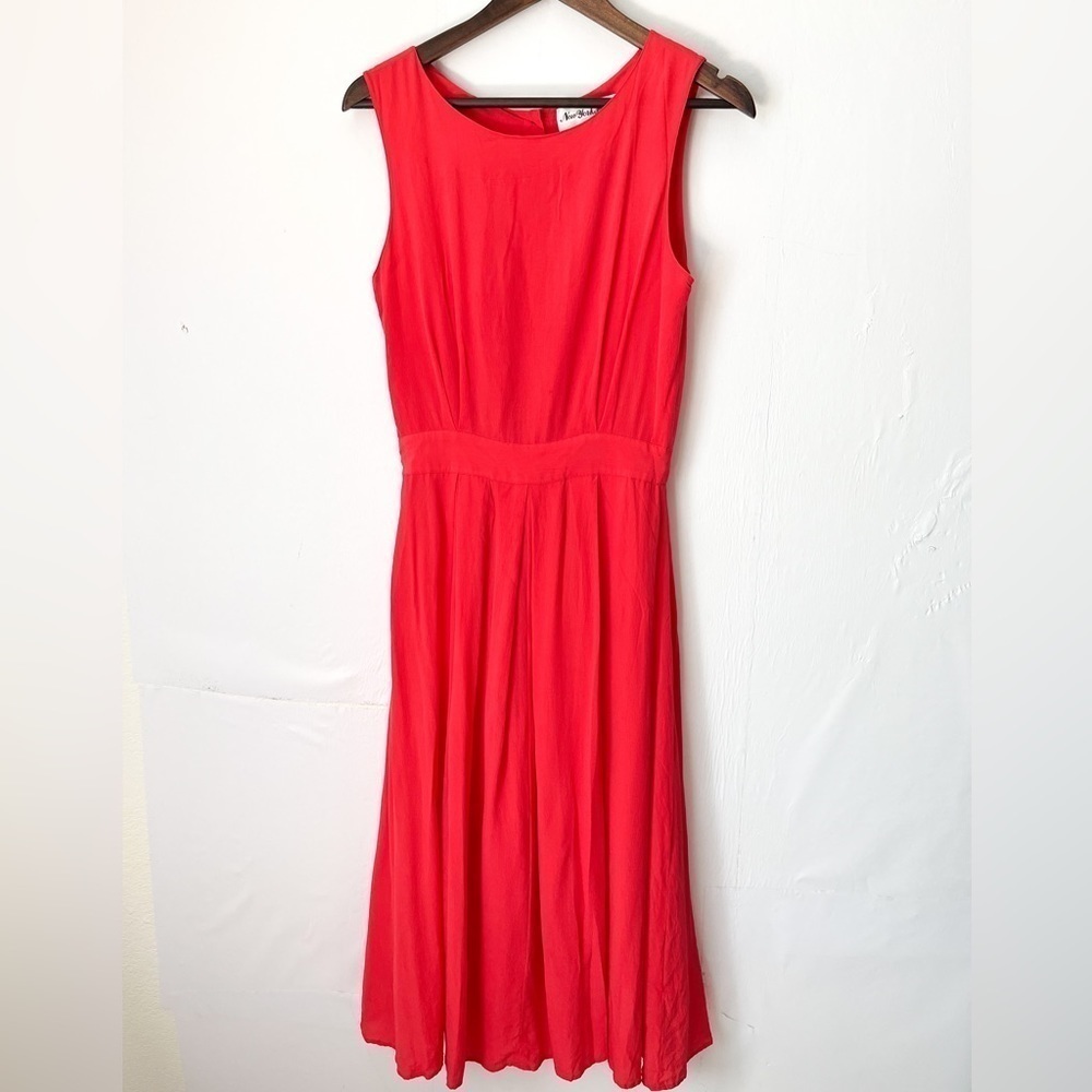 Vintage Womens 100% Silk Pink Dress Size 8 A-Line Sleeveless Midi Retro